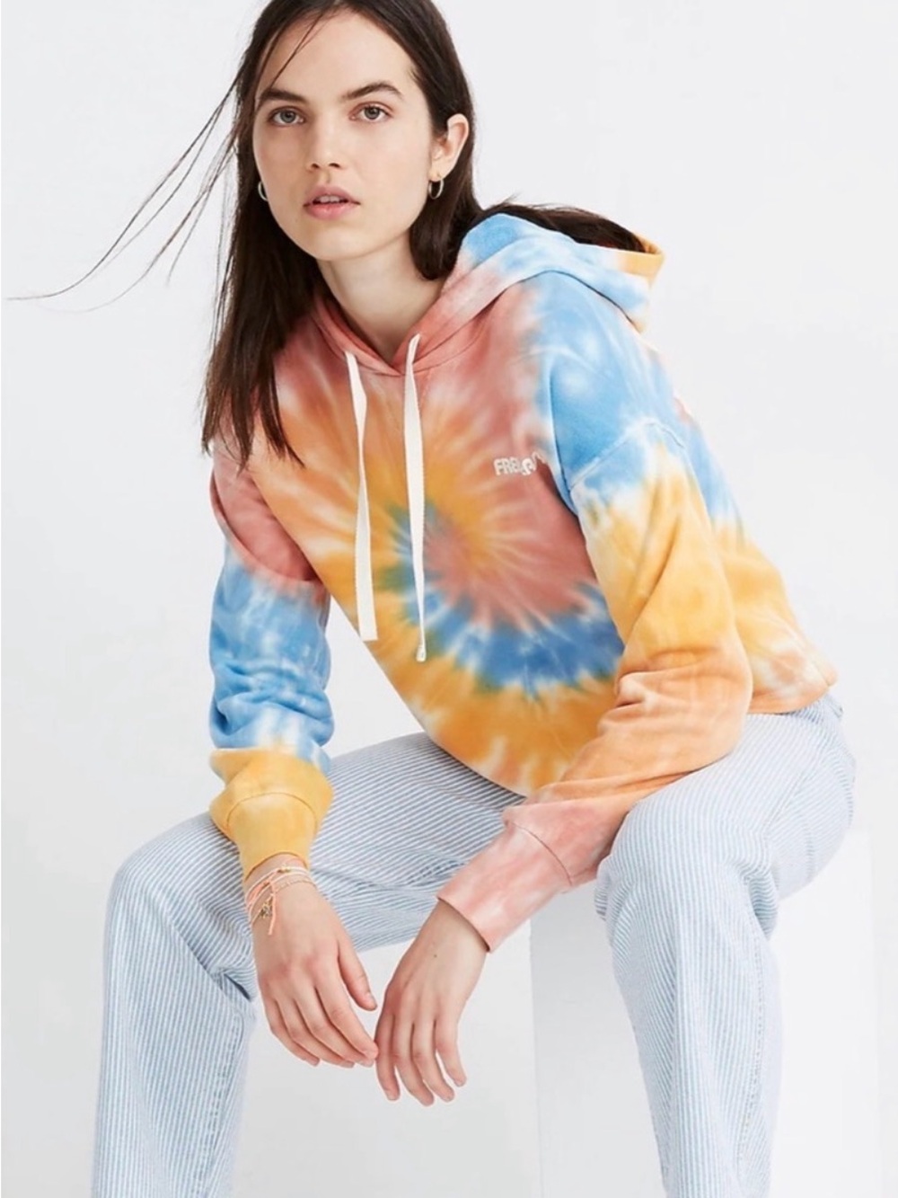 Madewell x Free & Easy tie dye crop hoodie